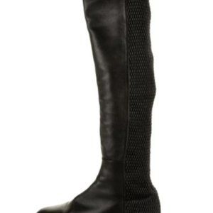 Black leather Stuart Weitzman round-toe over-the-knee boots